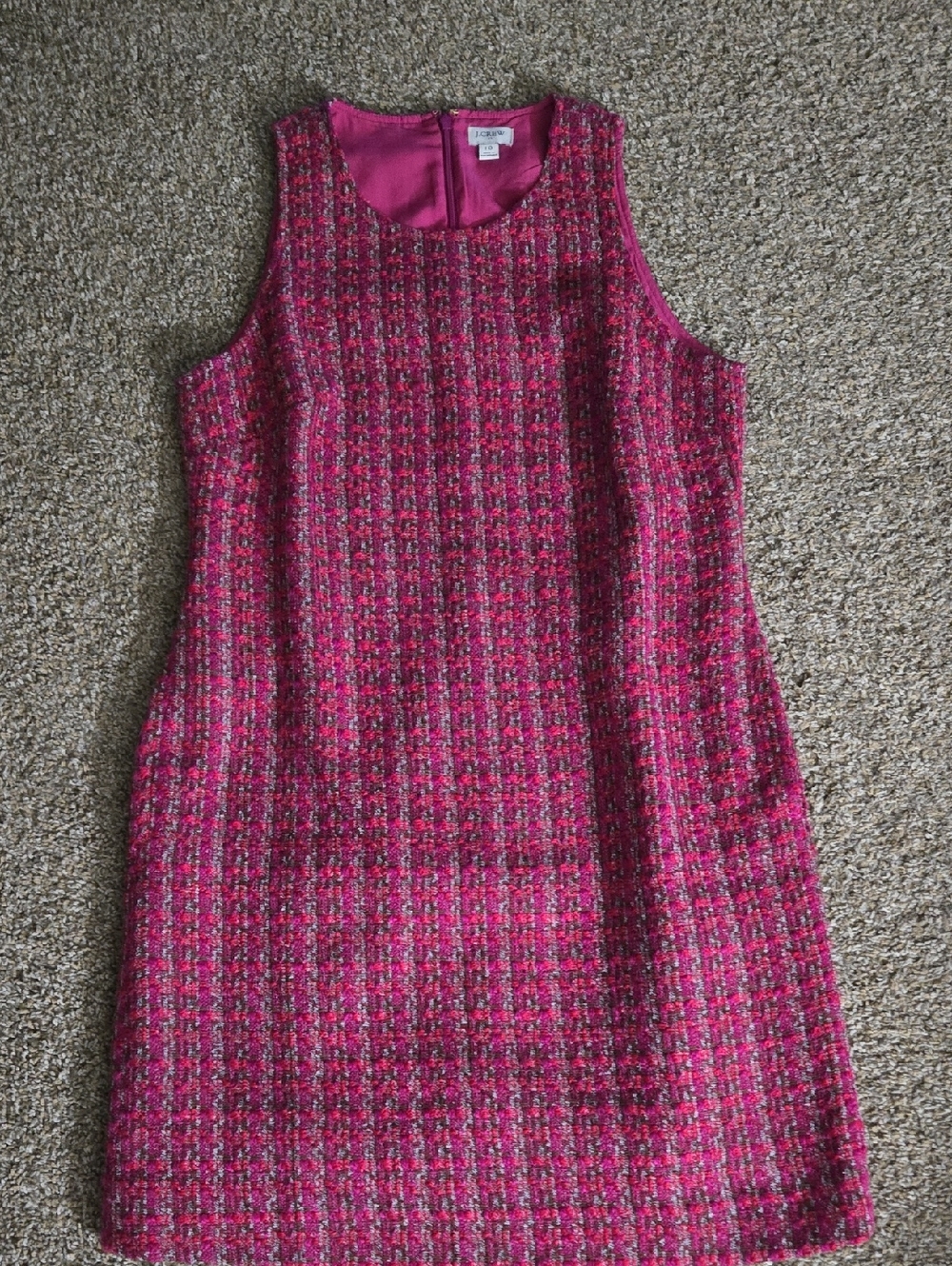 J. Crew Pink Tweed Sleeveless Shift Dress, Worn Once, W/ Pockets